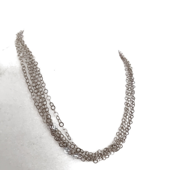 925 Sterling Circle Link Five Strand Adjustable 21” Necklace - Picture 1 of 4